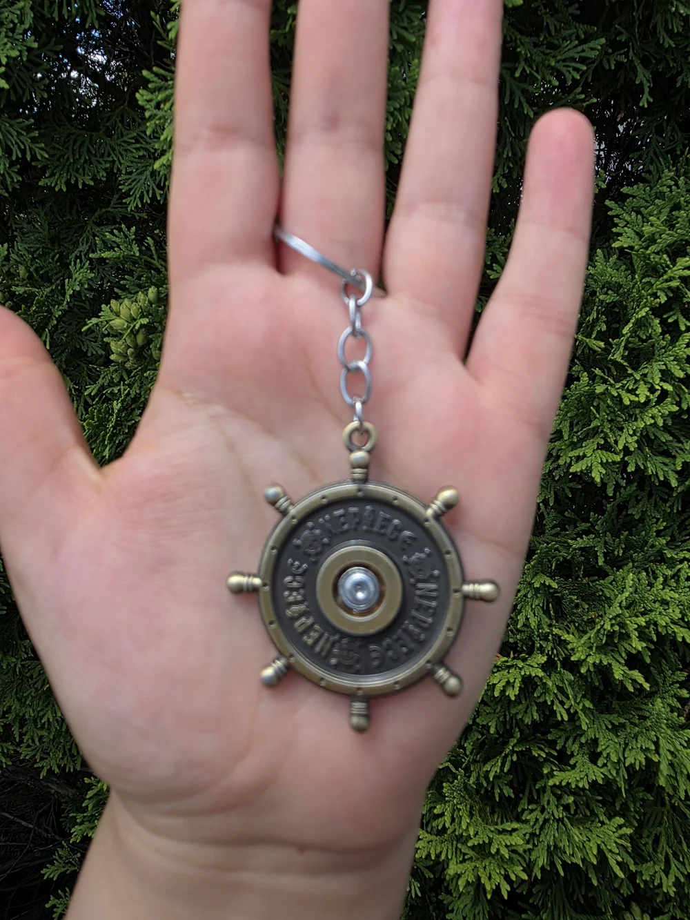One Piece Jolly Roger Metal Keychain - Silver and Gold